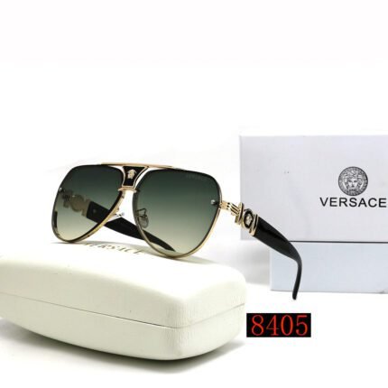 VERSACE pilot black edged gold and green sunglasses