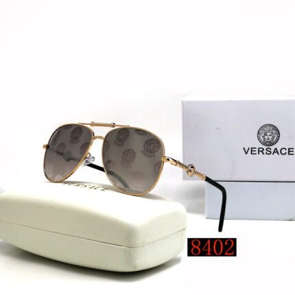 VERSACE Classic Pilot Gold and Gray Printed Sunglasses