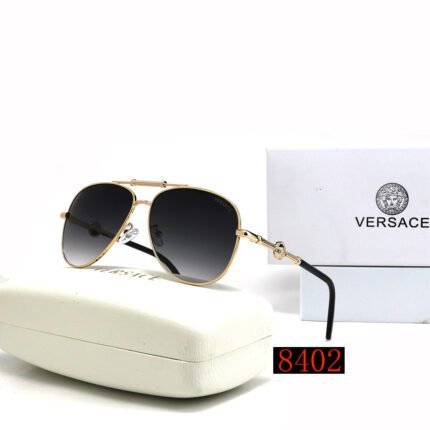VERSACE Classic Pilot Gold and Black Gradient Print Sunglasses