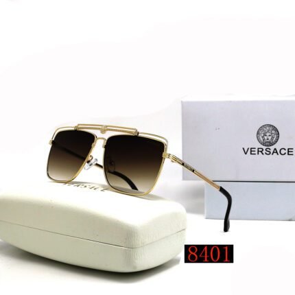 VERSACE gold rimmed and coffee gradient square round sunglasses