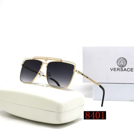 VERSACE gold rimmed and dark blue gradient square round sunglasses