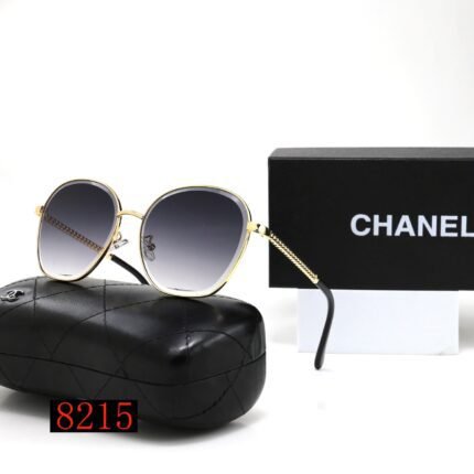 Chanel Deep Purple Luxury Gold Border Round Frame Gradient Sunglasses