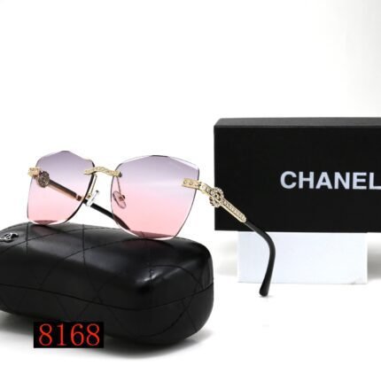 Chanel Light Purple Pink Gradient Borderless Luxury Diamond Sunglasses