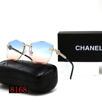 Chanel Light Blue Gradient Borderless Luxury Diamond Sunglasses