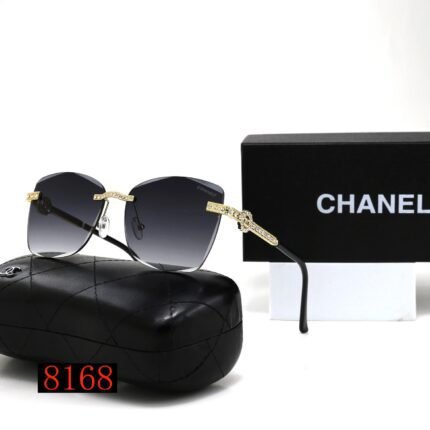 Chanel dark gray gradient borderless luxury diamond studded sunglasses