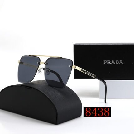 Prada gold and navy square sunglasses neutral