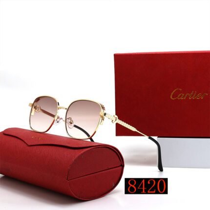 Cartier Classic Gold and Champagne Colored Square Frame Sunglasses Neutral