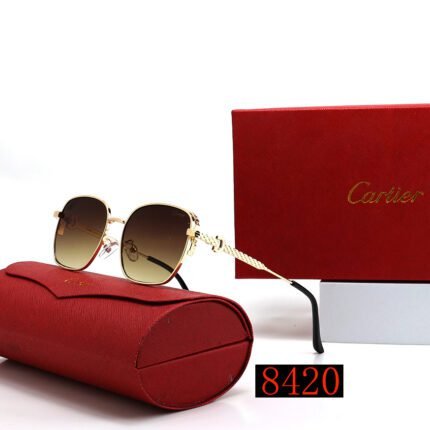Cartier Classic Gold and Brown Gradient Square Frame Sunglasses Neutral