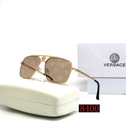 VERSACE gold and champagne printed rectangular sunglasses neutral