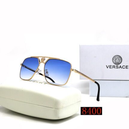 VERSACE gold and blue gradient rectangular sunglasses neutral
