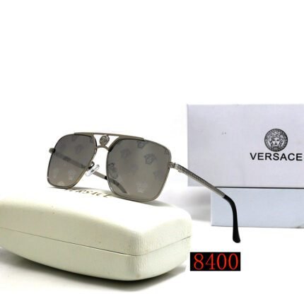 VERSACE silver and gray printed rectangular sunglasses neutral