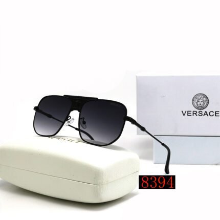 VERSACE pilot gold rimmed and black square sunglasses