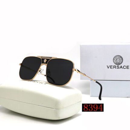 VERSACE pilot gold rimmed and black square sunglasses