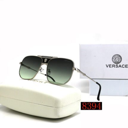 VERSACE pilot silver and dark green gradient square sunglasses
