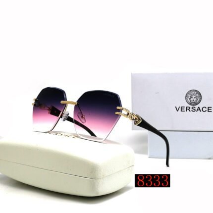 VERSACE black edged and purple transparent gradient hexagonal sunglasses