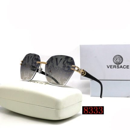 VERSACE dark gray gradient printed hexagonal sunglasses