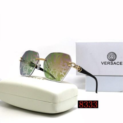 VERSACE green printed hexagonal sunglasses