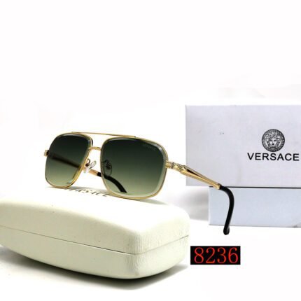 VERSACE gold and green gradient square double beam sunglasses