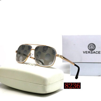 VERSACE dark green printed square double beam sunglasses