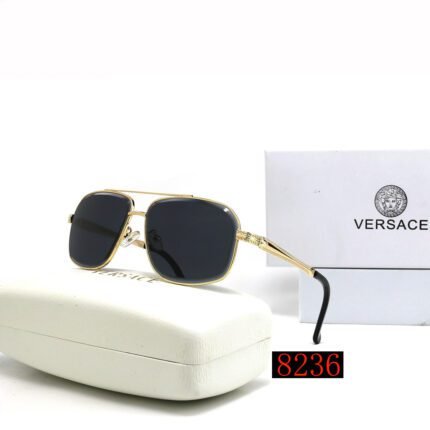 VERSACE gold and black square double beam sunglasses
