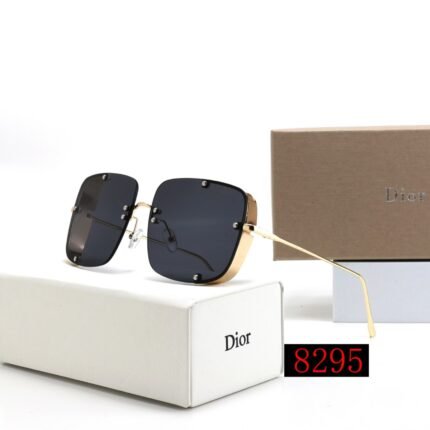 Dior black and gold thick edged square sunglasses