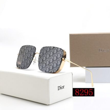 Dior gold and gray printed thick edged square sunglasses