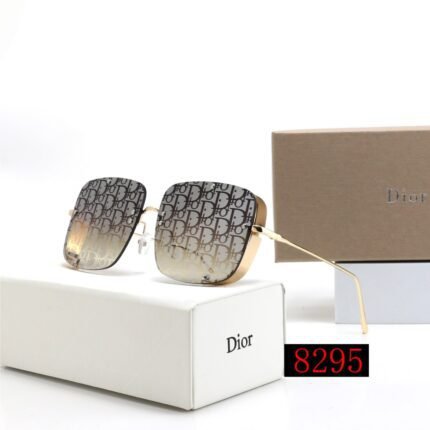 Dior gold and beige printed thick edged square sunglasses