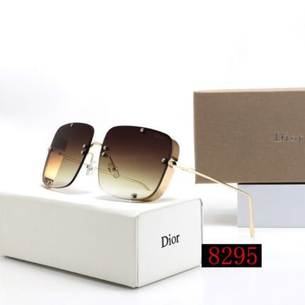 Dior gold and brown gradient thick edged square sunglasses