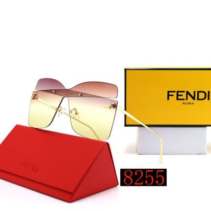 FENDI gold edged yellow and purple pink gradient irregular retro sunglasses for women
