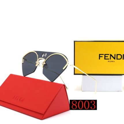FENDI gold and black metal fan-shaped sunglasses for women