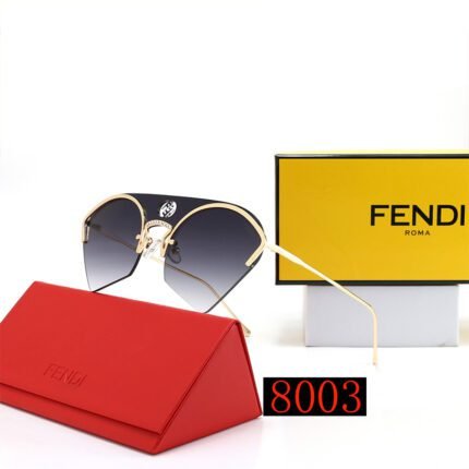FENDI gold and pink purple gradient metal fan-shaped sunglasses for women