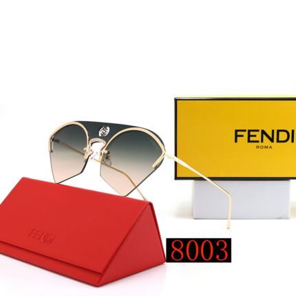 FENDI gold and black champagne gradient metal fan-shaped sunglasses for women
