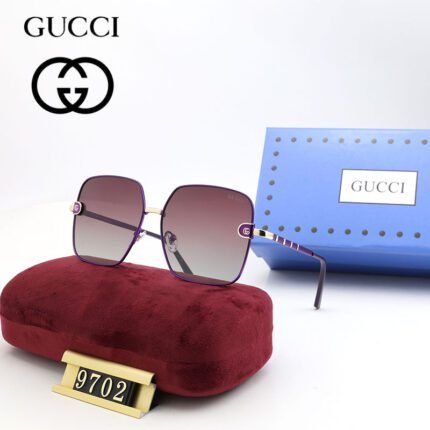 Gucci Deep Purple and Wine Red Gradient Square Sunglasses Thin Frame