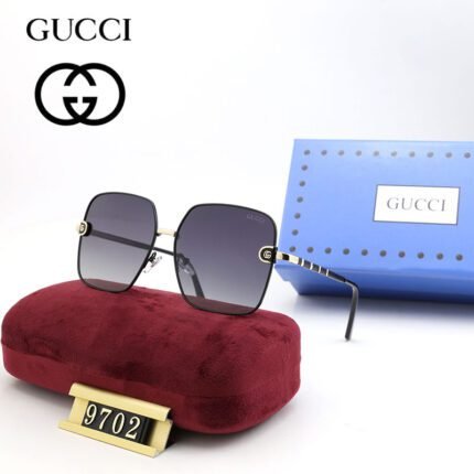 Gucci black and deep purple gradient square sunglasses with thin frames