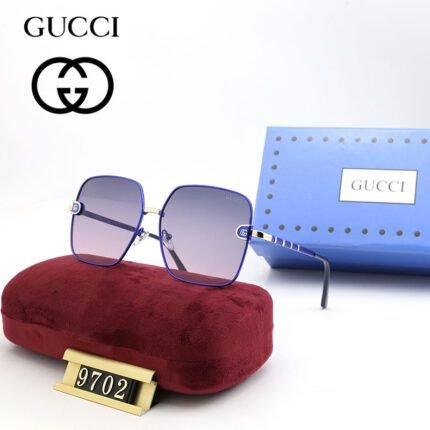 Gucci Blue and Purple Square Sunglasses with Thin Frame