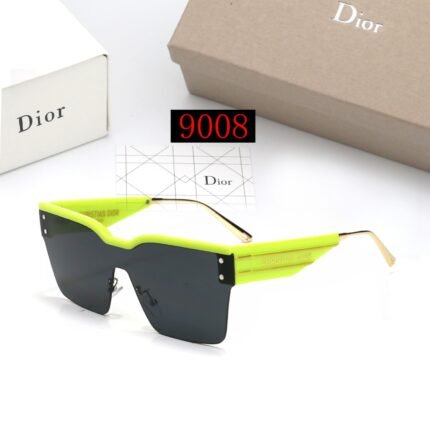 Dior black and fluorescent green square sunglasses neutral