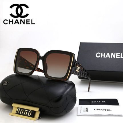 Chanel brown gradient square large frame diamond grid triangular edge sunglasses