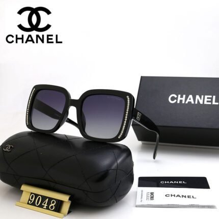 Chanel black and purple gradient square thick framed diamond studded sunglasses