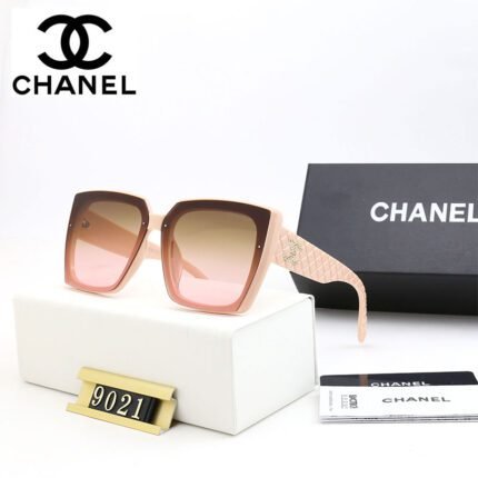 Chanel Meal Color Edge and Brown Lens Square Diamond Gold Logo Sunglasses