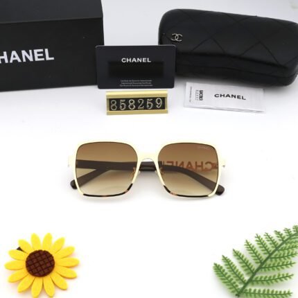 Chanel beige and black borders - brown lens sunglasses