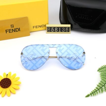 FENDI Blue Camo Lens Borderless Sunglasses for Women