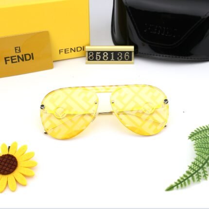 FENDI yellow camouflage lenses frameless sunglasses for women