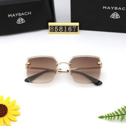 Maybach gold and brown polarized half frame sunglasses