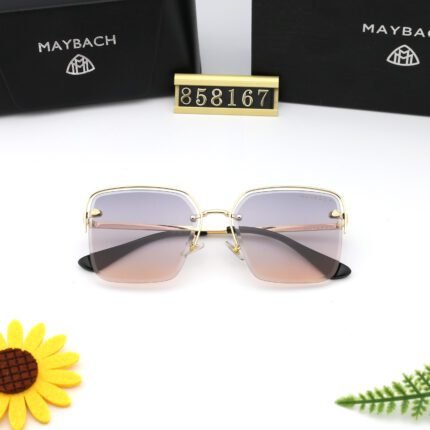 Maybach Gold and Purple Gradient Polarized Half Frame Sunglasses