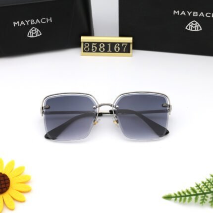 Maybach silver and deep purple polarized half frame sunglasses