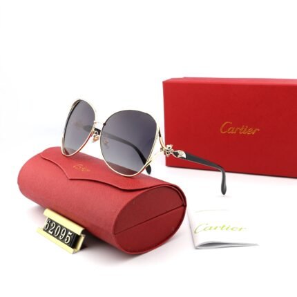 Cartier Gold and Gray Cat Eye Metal Sunglasses