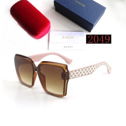 Gucci pink checkered and coffee square framed sunglasses