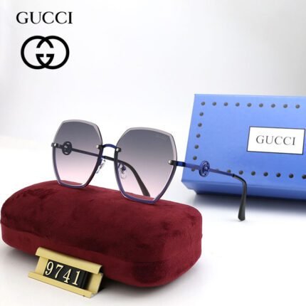 Gucci Purple Gradient Metal Logo Hexagonal Sunglasses Neutral