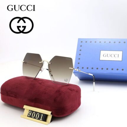 Gucci silver and brown gradient hexagonal frameless sunglasses neutral