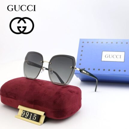 Gucci black and dark gray frameless sunglasses with large frames